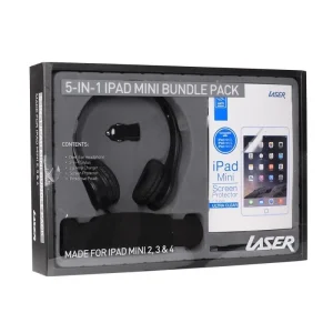 5-IN-1 IPad Mini Bundle Pack Ipad Mini 2,3,4 Screen Protect Headphones Charger